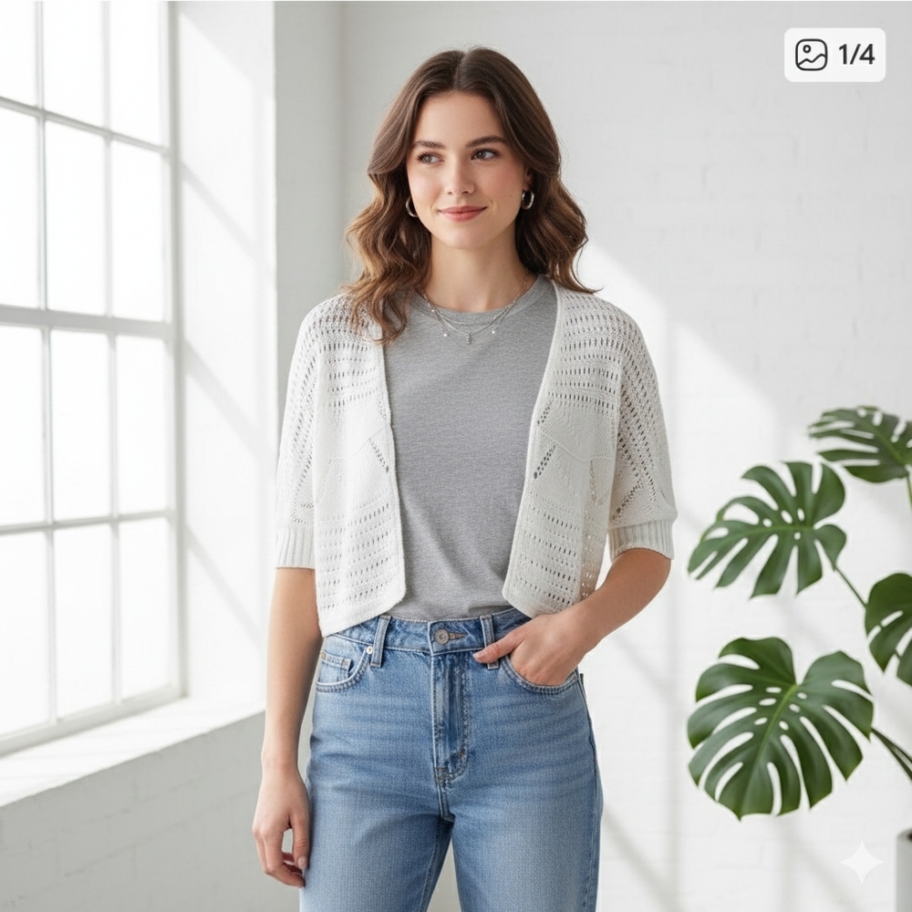 Say What White Crop Cardigan